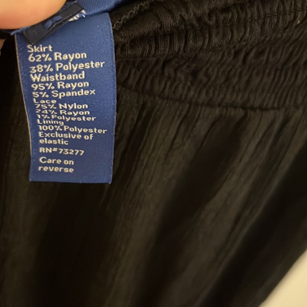 Apt. 9 Long Black Skirt w/ fun lined elastic waist and hem lacing. Size S. - Picture 10 of 10